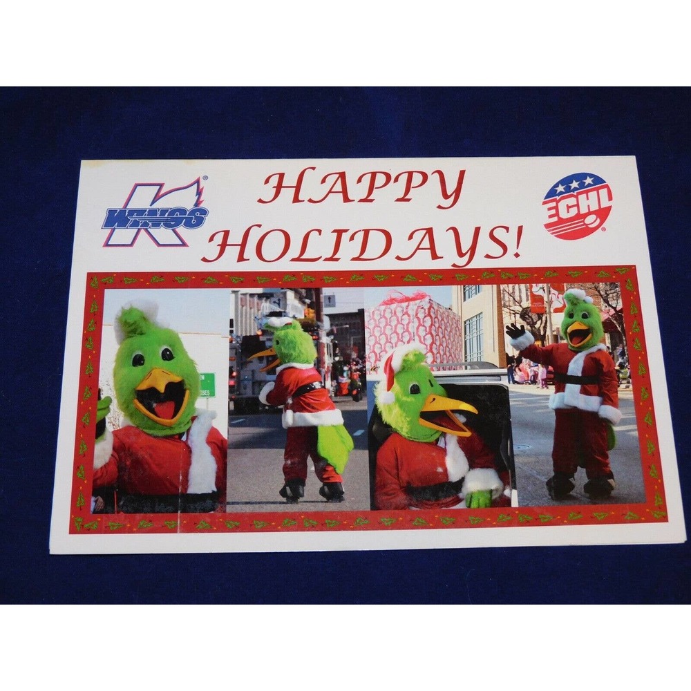VERY RARE KALAMAZOO WINGS ECHL HOCKEY CHRISTMAS CARD 2009-2010 SEASON SIGNED